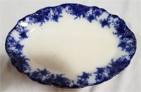 Early Flow Blue Oval Platter - 14.5 x 10.5