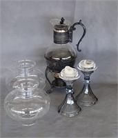 VTG Coffee Stand, Candlesticks & Globes