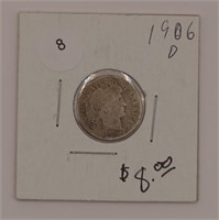 1906-D Barber 10c. 90% Silver