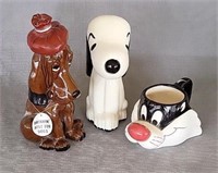 Enesco Drinking Dog, Snoopy & Sylvester
