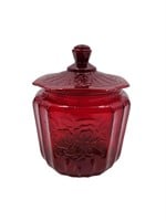 Ruby Red Slag Glass Biscuit Jar (Glows)