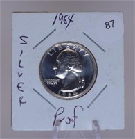 1964 PROOF Washington 25c. 90% Silver