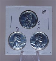 1943 P/D/S Lincoln Steel Cents ALL BU