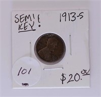 1913-S Lincoln Wheat Cent SEMI KEY DATE
