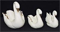 3 pcs Graduated Lenox Porcelain Swans