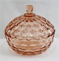 Vintage Peach Glass Lidded Candy Dish