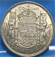 1943 Fifty Cents Silver Canada