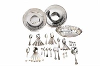 GROUP OF ASSORTED SILVER FLATWARE & DISHES, 1,518g
