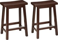 Solid Wood Saddle-Seat Kitchen Stool-Set of 2, 24"