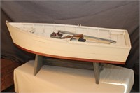 48" Wooden Boat W/ Cradle & 1/4" Plate Glass Top