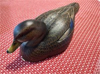 Hand Carved & Painted Black Duck Decoy