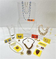 Vintage Jewelry Including 7 Necklaces, 5 Pairs of