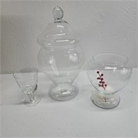 Glass Jar with LId, Goblet n Vase
