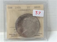 1935 (iccs)(m65)  Canadian Silver Dollar
