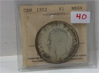 Can 1952 Silver $1 Ms64