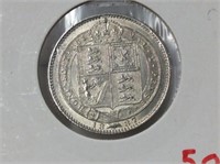 1887 (unc) British Silver Shilling