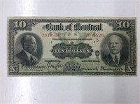 Large 1923 Bank Of Montreal (f) 10 Dollar Bill