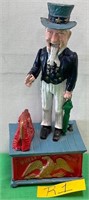 N - CAST IRON UNCLE SAM COIN BANK 11" (R1)