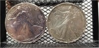 Pair of Damaged American Silver Eagles