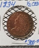 1834 Half Cent Piece