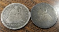 1854 & 185? Seated Quarters