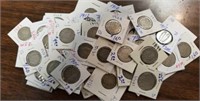 Lot of  62 Carded V Nickels, see photo