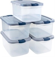 Clear 50 Qt/12 Gal Storage Containers, Pack of 5