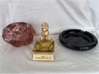 Amber, Pink & fun vintage glass ashtrays   - ZH