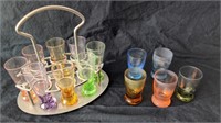 Delicate Coloured Shot Glasses with Tray- ZG