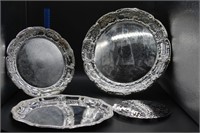 3 Silver Plate trays 1 trivet