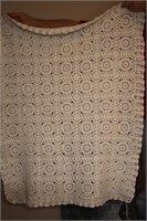 34 x 43 White hand crocheted baby quilt