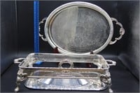 Silver Plate Tray and Glass Dish Server