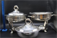 2 Silver Plate Chaffing Dishes, England Silver