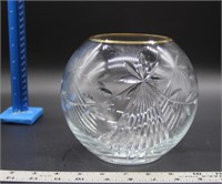 Romanian Clear Crystal Etched Circle Bowl
