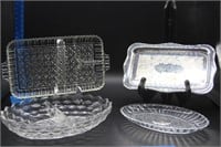 4 Serving Dishes Glass & Silver Plate