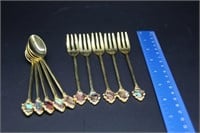 5 Cocktail Spoons and 5 Forks