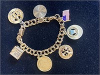 14K Gold Charm Bracelet w/ 7 Charms