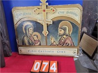 Religious sign hand painted wood