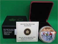 2014 $20 Fine Silver Coin POND Hockey Coloured