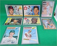 8x Vintage Baseball Cards 1955 - 1977 OPC & Topps