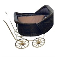 Antique wicker baby carriage