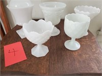 Milk glass lot vases