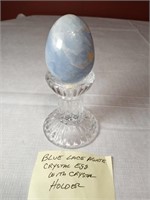 2.5" Blue Lace Agate Egg w/Crystal Base