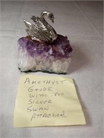 3" Amethyst Matrix with .800 Silver Swan