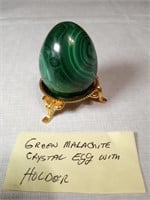 2" Green Malachite Egg w/Base