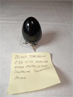 2" Black Tourmaline Egg w/Base