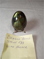 2" Dragon Bloodstone (Lapis) Egg w/Base