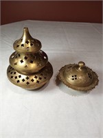 2 Brass Incense Bowls 4" and 5"