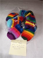 Lot of Knit Rainbow Drawstring Bags