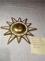 7.5" Mother of Pearl & Brass Sunburst Candleholder